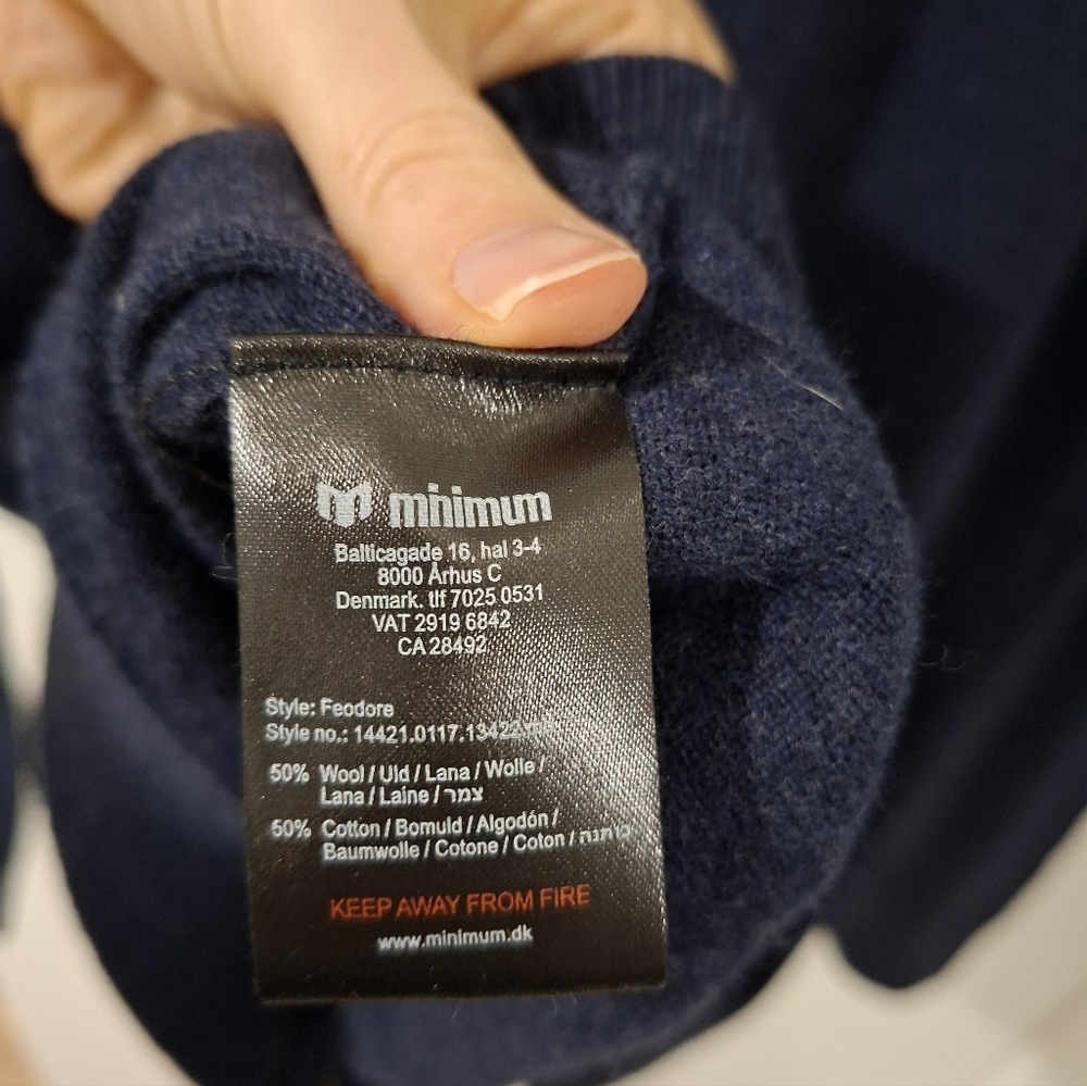 Minimum Men's Heathered Dark Blue Knit Zip-Up Sweater (Size XL) - Picture 6 of 6